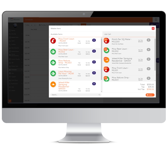 Bizzow Billable Items - Invoicing, Quoting Tools